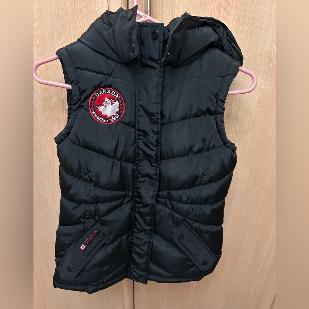 Girls Black Puffer Fleece Lined Vest